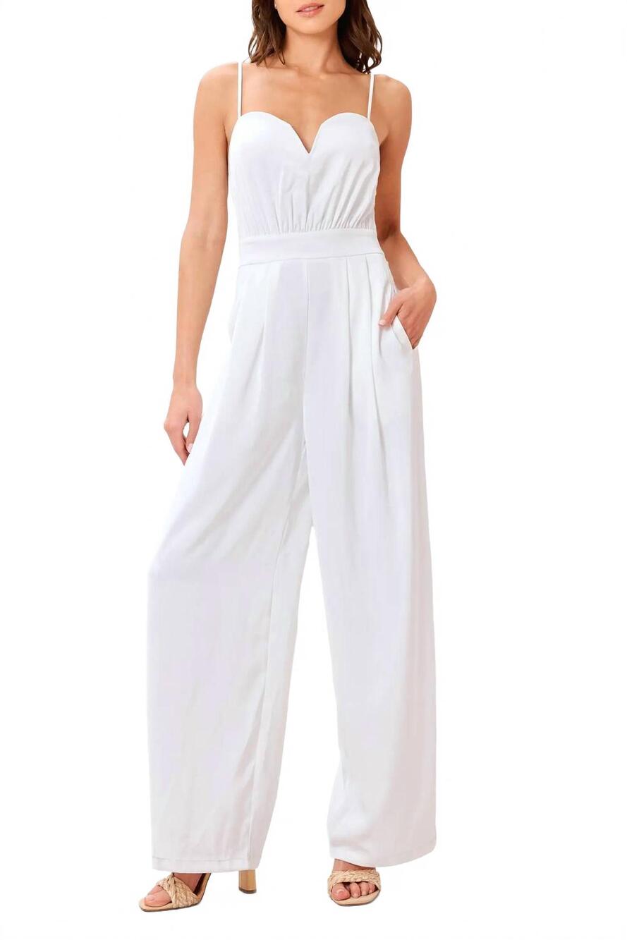 NEW FLYING TOMATO elsie wide leg jumpsuit in white
